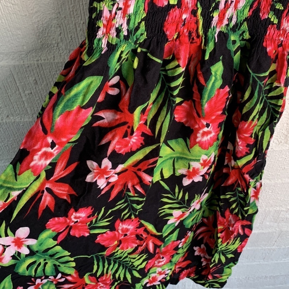 Hawaii Aloha Floral Tie at Shoulder Knee Length Dress sz OS - Picture 4 of 5